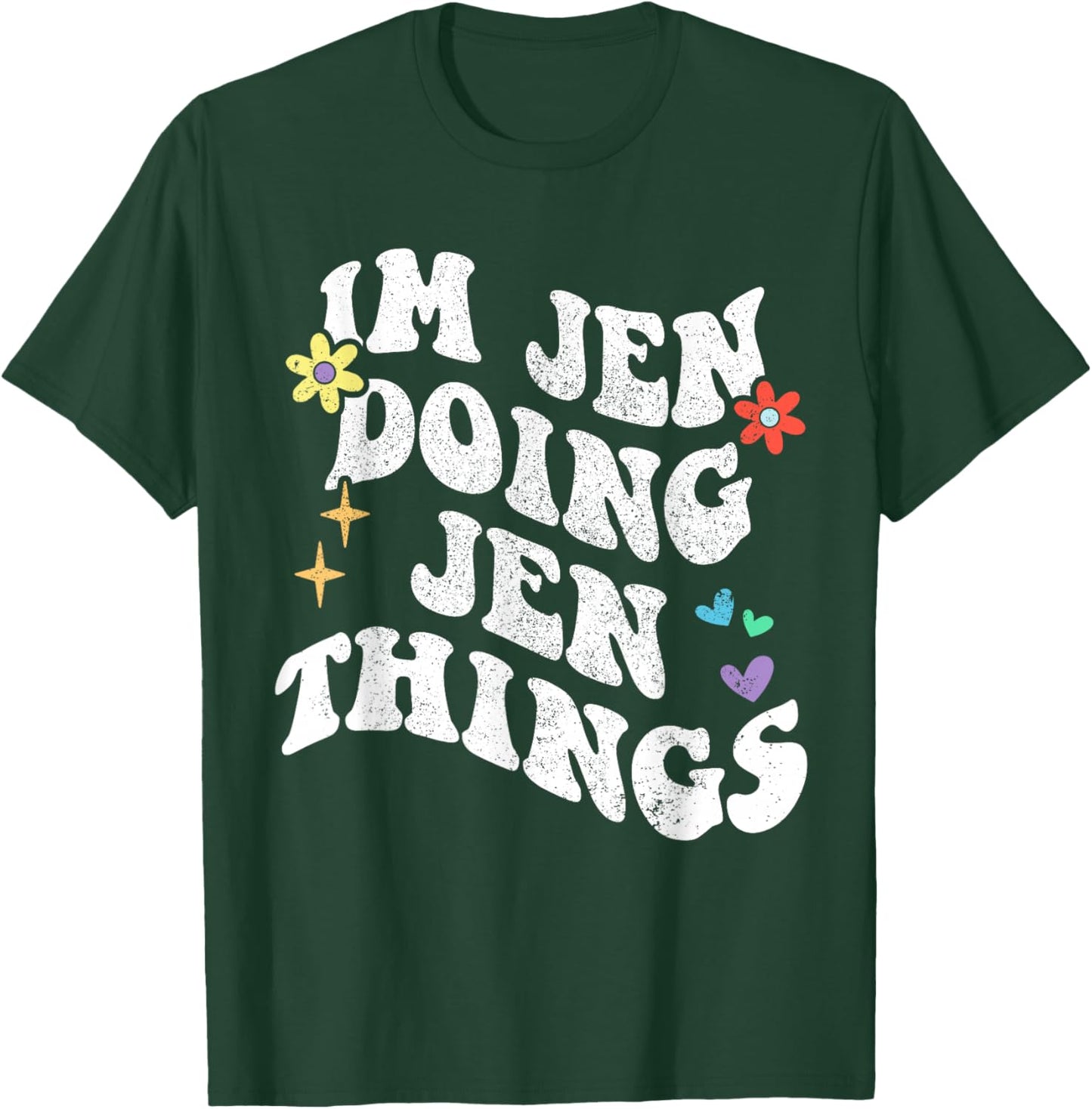 Retro Groovy Im Jen Doing Jen Things Funny Mother's Day T-Shirt - T-Shirt | Forest