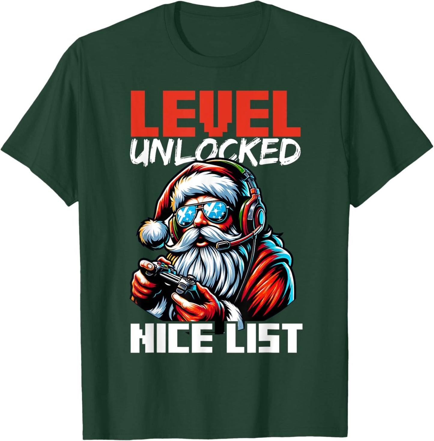 Christmas Gamer Boys Nice List Video Game Santa Xmas T-Shirt - T-Shirt | Forest