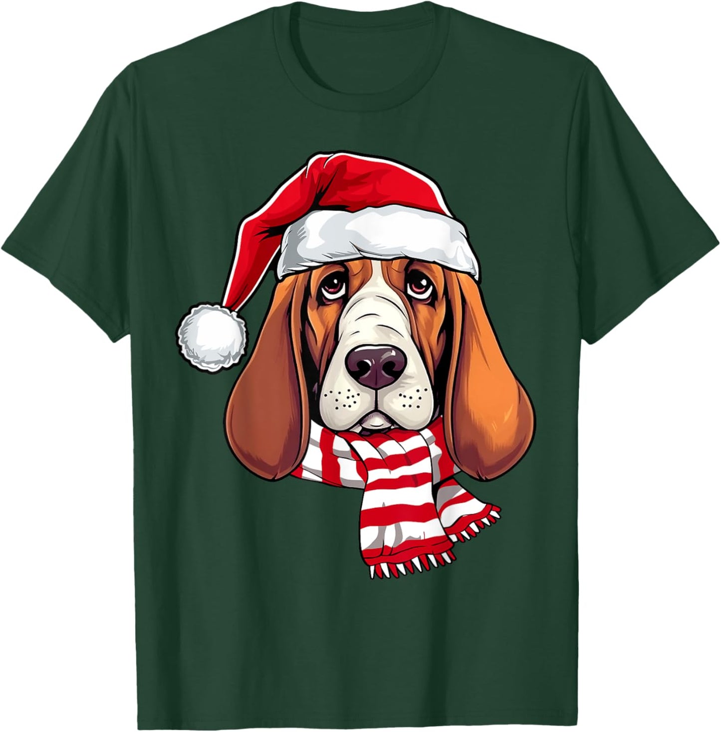 Santa Basset Hound Christmas Dog Lover Men Women Kids T-Shirt - T-Shirt | Forest