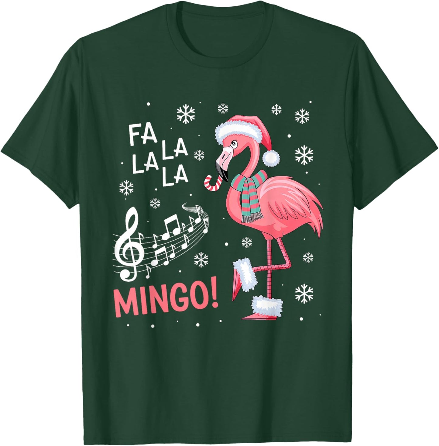 Fa La La Mingo Flamingo Candy Cane Christmas T-Shirt - T-Shirt | Forest
