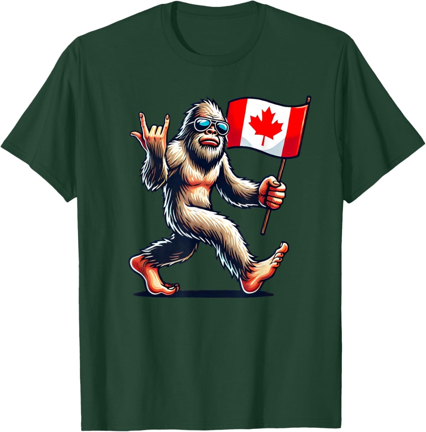 Funny Canadian BigFoot, Rock'N Roll Canada Day, Maple Flag T-Shirt - T-Shirt | Forest