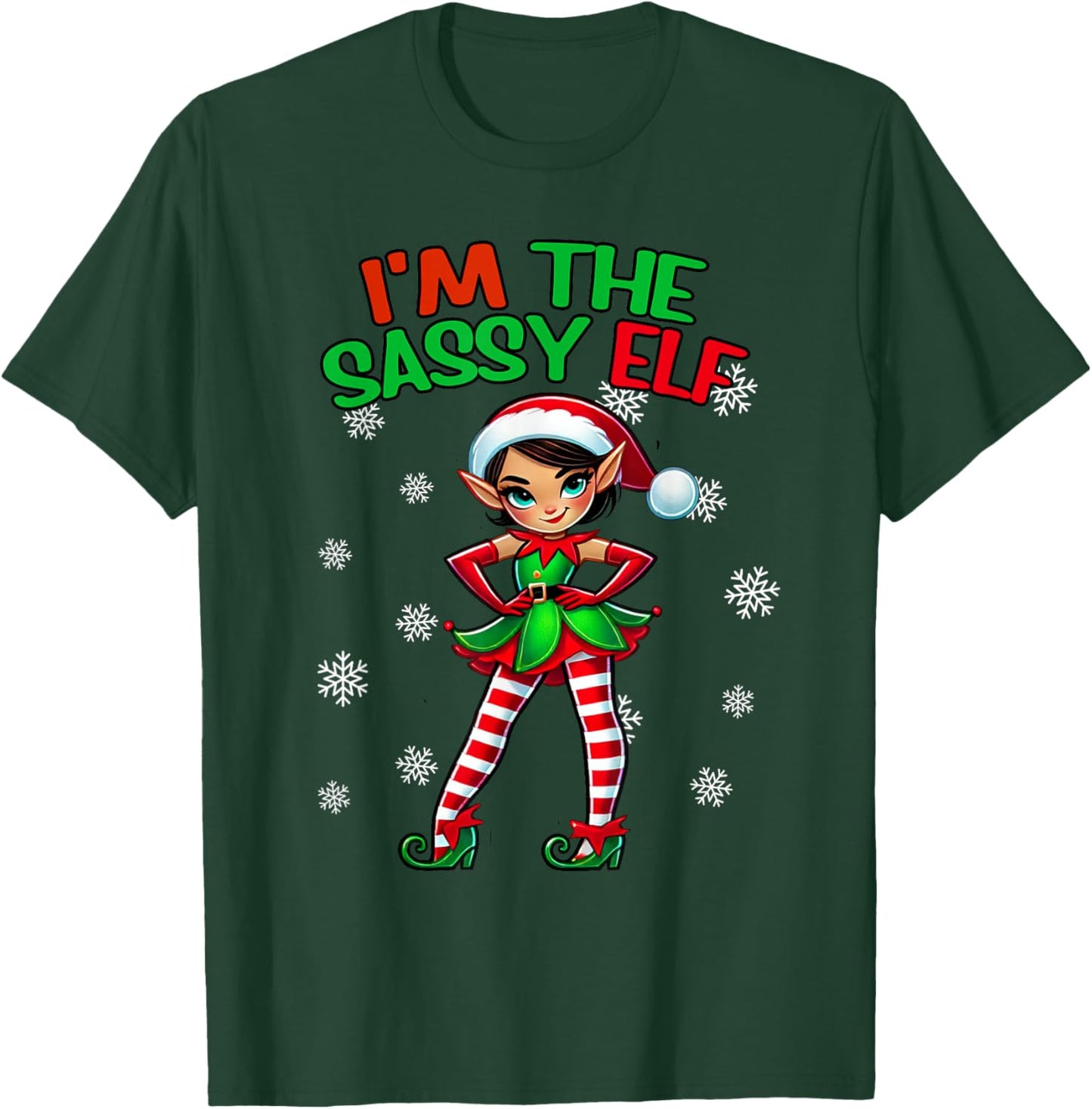 I'm The Sassy Elf Shirt Christmas Pajama Xmas PJ T-Shirt - T-Shirt | Forest