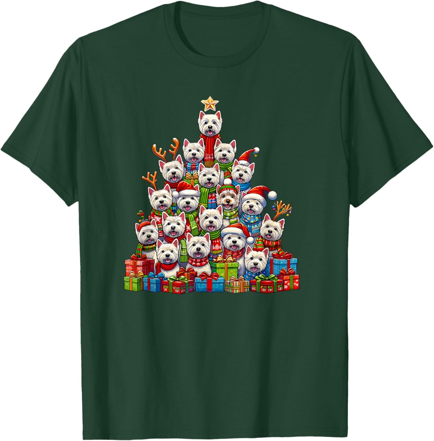 Christmas Tree West Highland White Terrier Westie T-Shirt - T-Shirt | Forest
