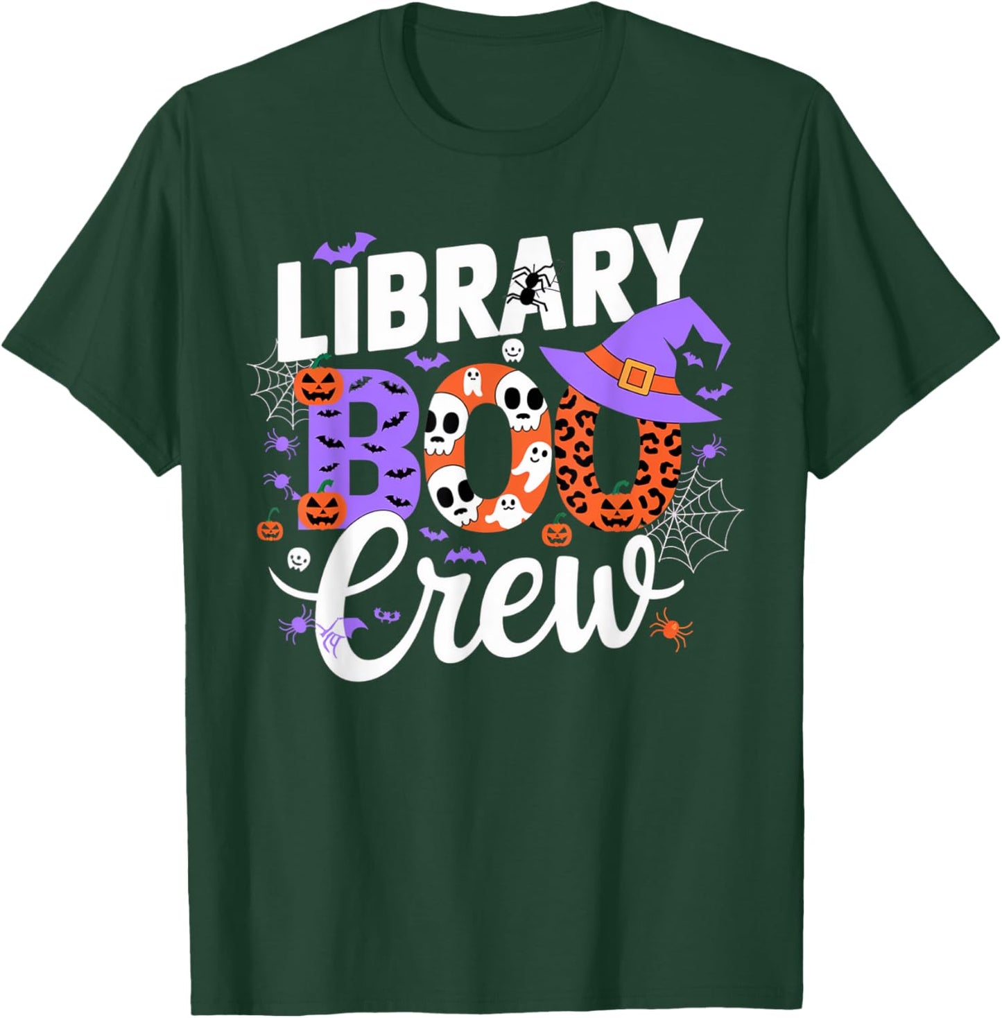 Library Boo Crew School Librarian Halloween Men Women Scary T-Shirt - T-Shirt | Forest