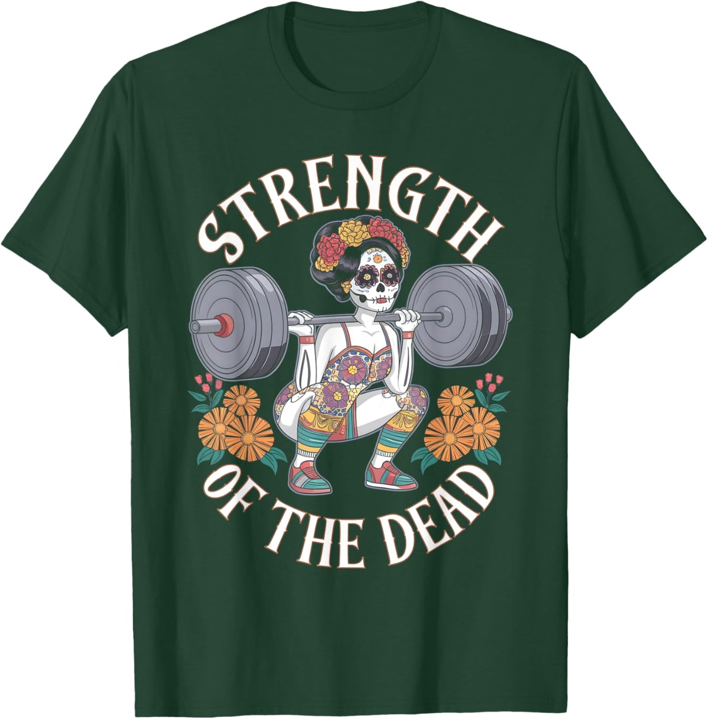 Dia De Los Muertos La Catrina Day of the Dead Gym Workout T-Shirt - T-Shirt | Forest