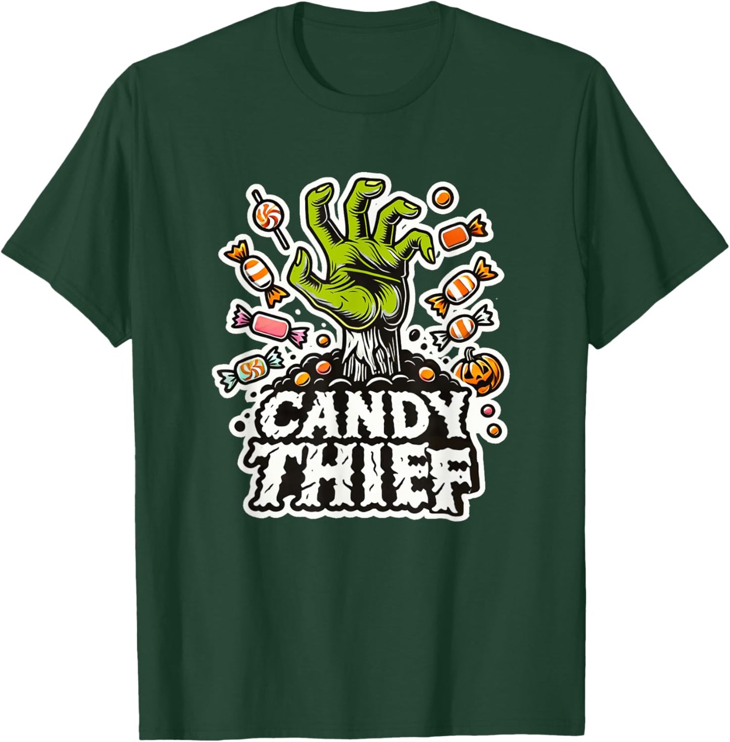 Candy Thief Halloween Zombie Hand and Sweets Easy Costume T-Shirt - T-Shirt | Forest