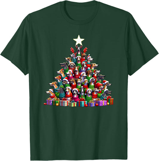 Christmas Tree Italian Greyhound Italian Sighthound Iggy T-Shirt - T-Shirt | Forest