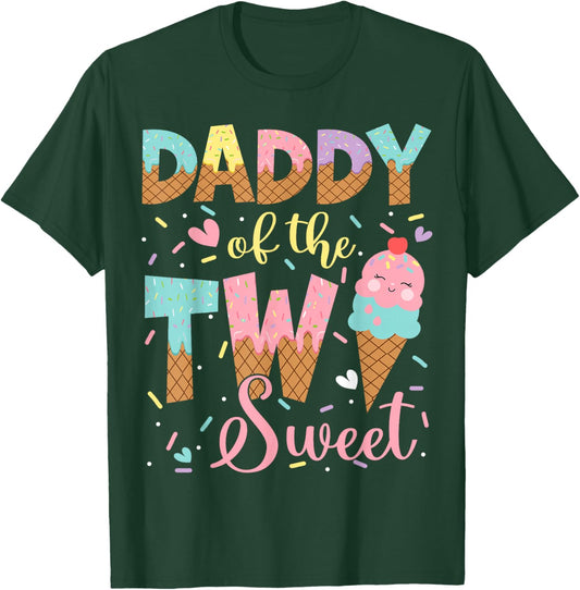 Daddy Of The Two Sweet 2Nd Birthday Girl Ice Cream T-Shirt - T-Shirt | Forest