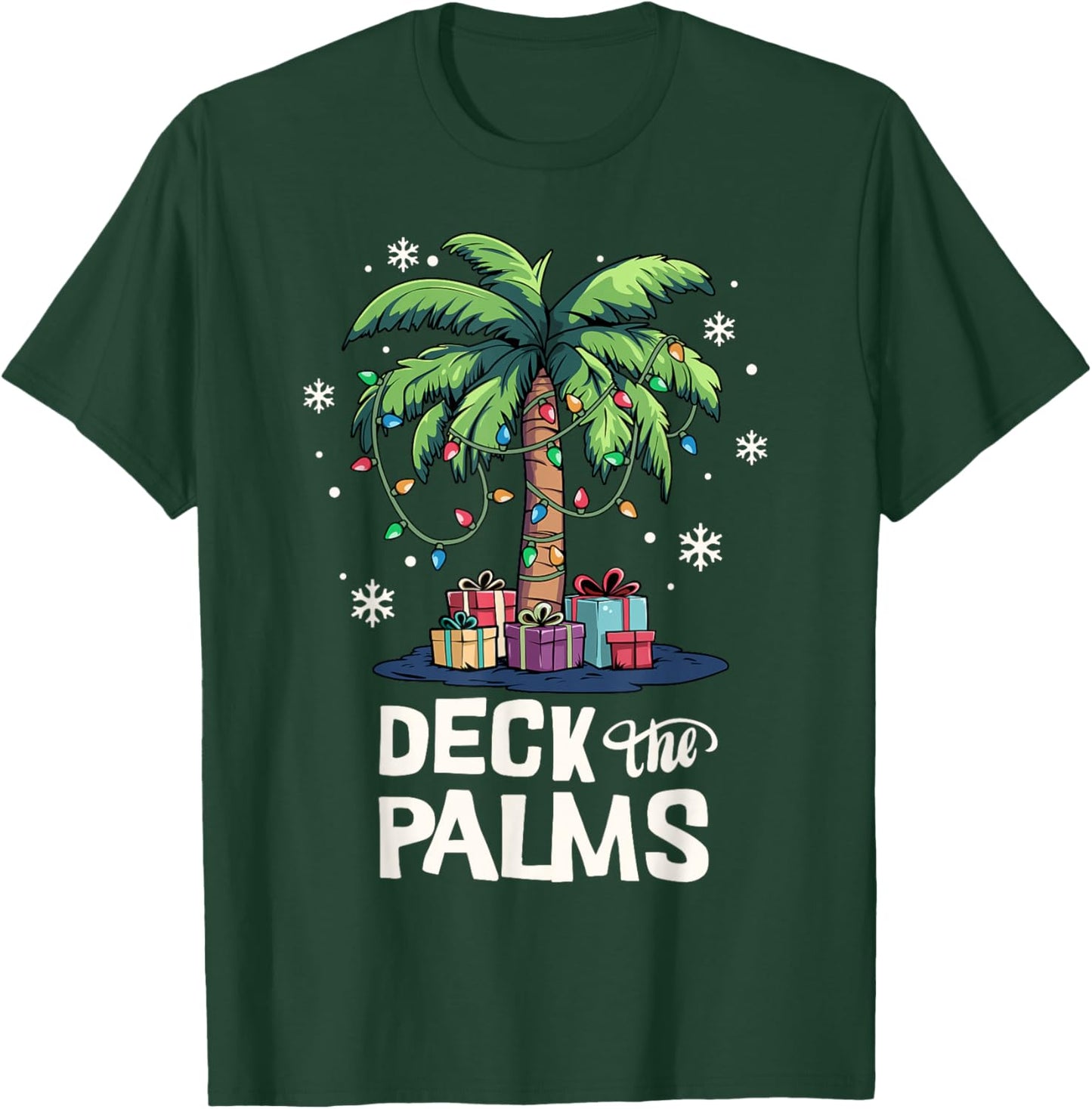 Deck The Palms Family Vacation Tropical Palm Tree Christmas T-Shirt - T-Shirt | Forest