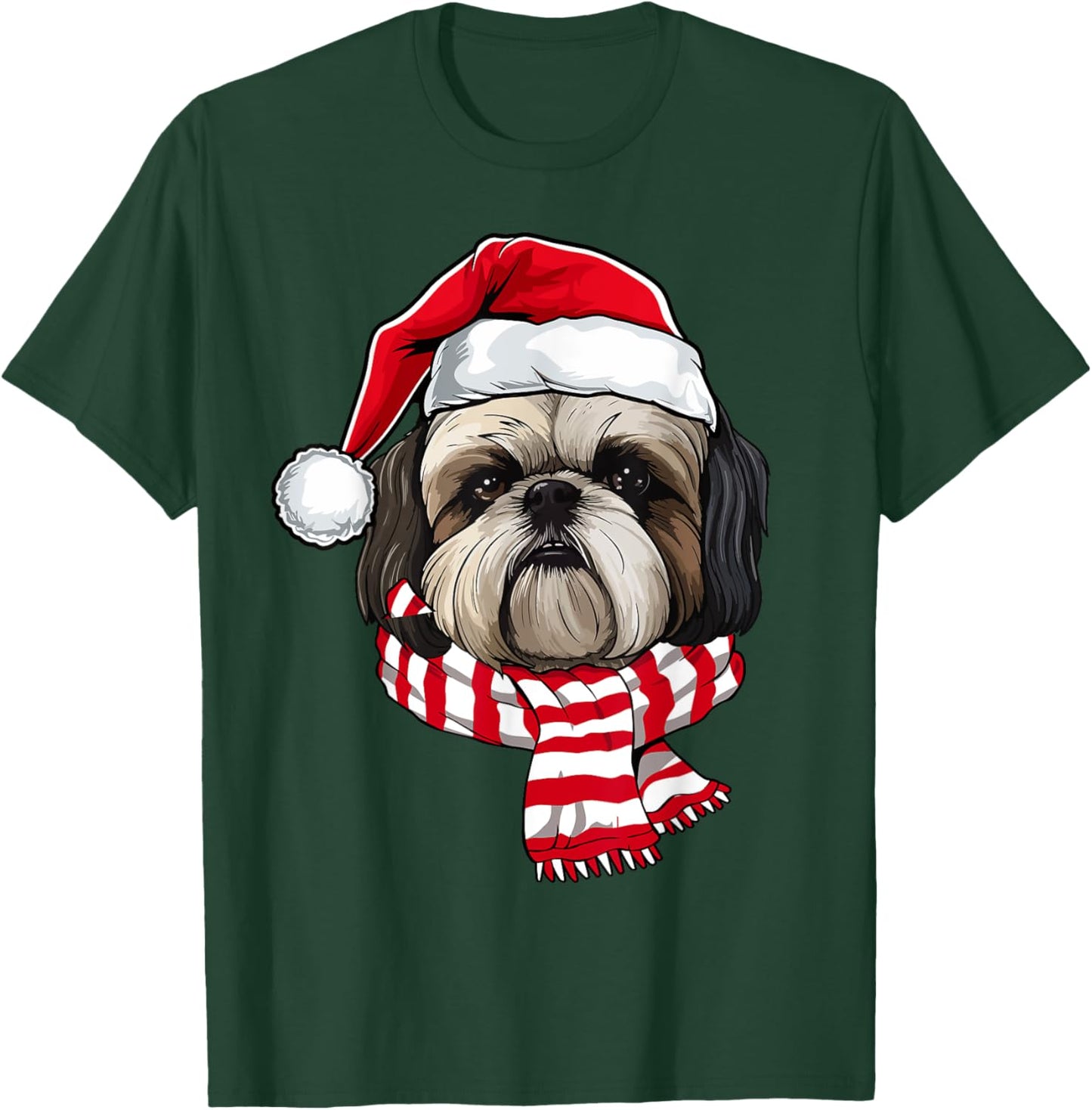 Santa Shih Tzu Christmas Dog Lover Men Women Kids T-Shirt - T-Shirt | Forest
