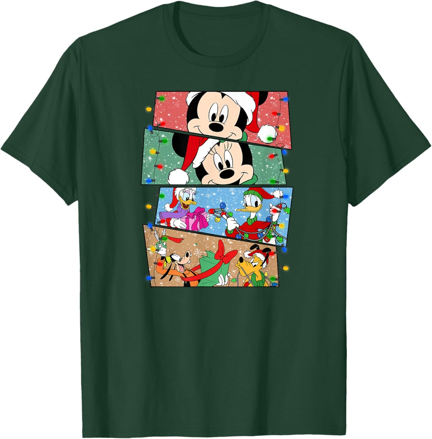 Christmas Mouse with friends, christmas lights T-Shirt - T-Shirt | Forest