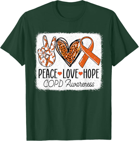 Peace Love Cure COPD Chronic Obstructive Pulmonary Disease T-Shirt - T-Shirt | Forest