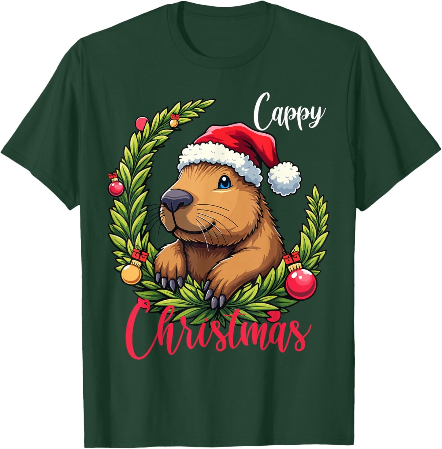 Capybara Santa Clause Christmas T-Shirt - T-Shirt | Forest