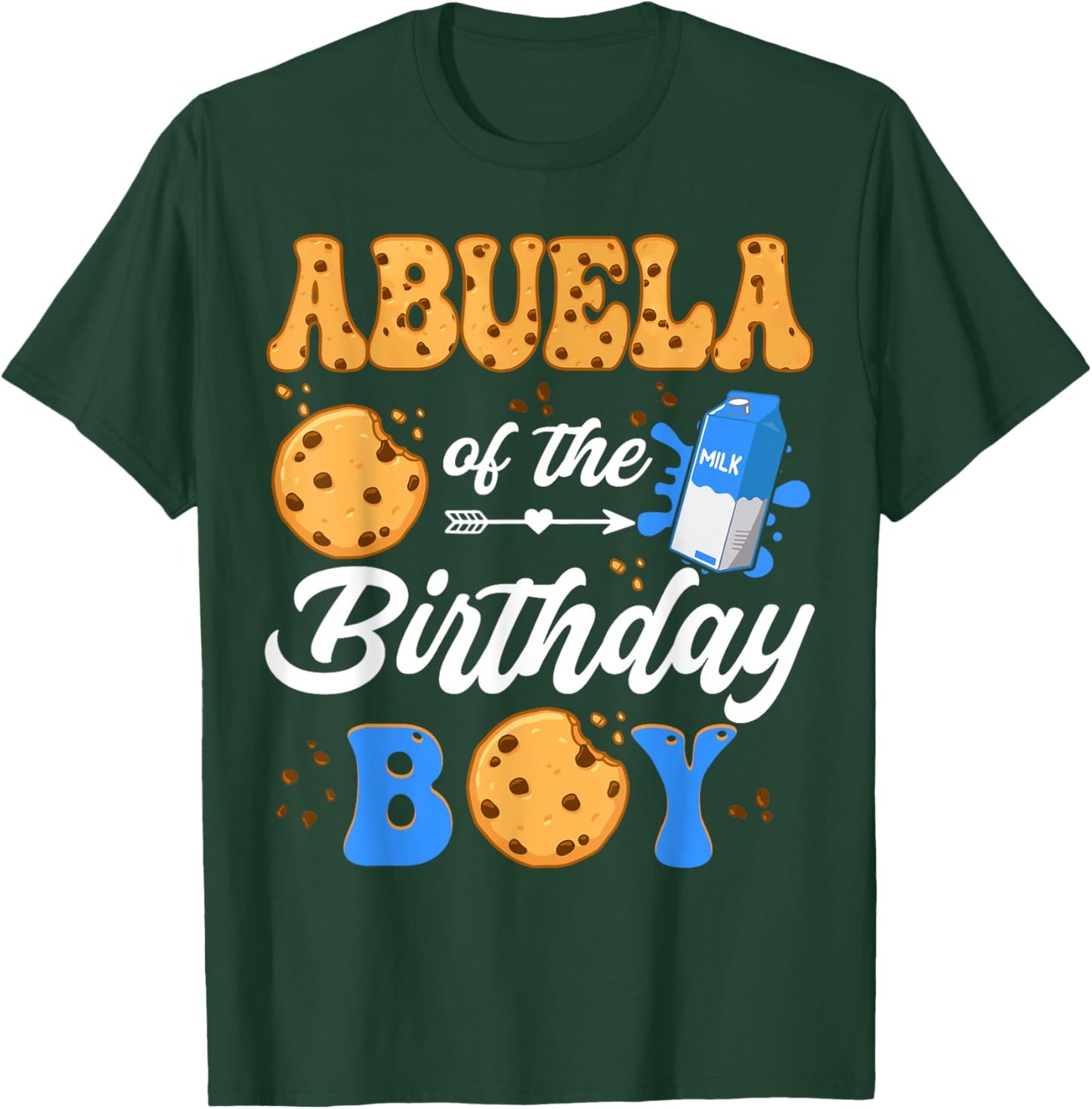 Abuela Of The Birthday Boy Milk And Cookies 1St Birthday T-Shirt - T-Shirt | Forest