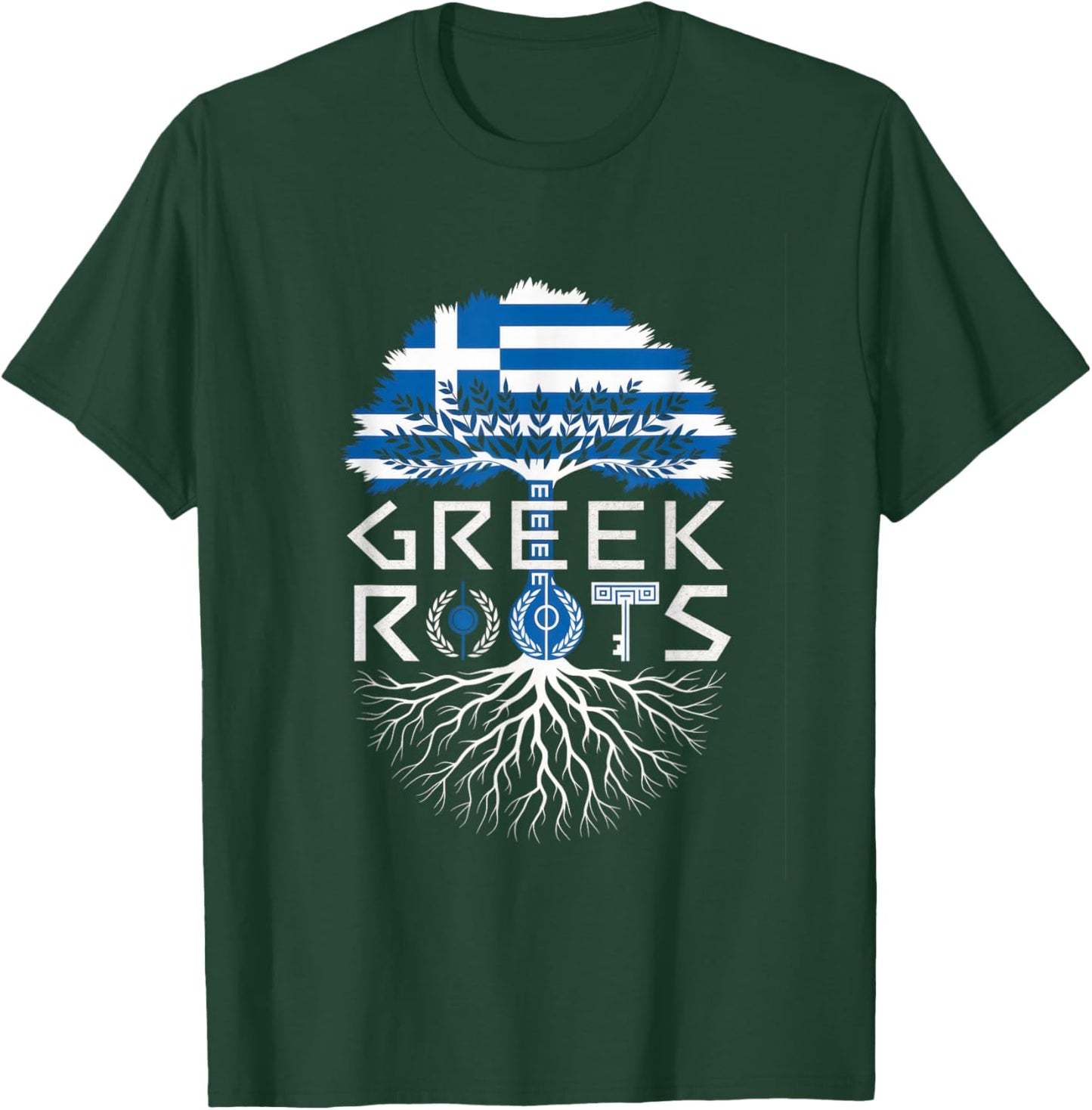 Greek Roots - Greece Flag Colors Family Tree Souvenir T-Shirt - T-Shirt | Forest