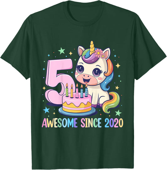 Kids Unicorn 5th Birthday 5 Year Old Unicorn Party Girls Outfit T-Shirt - T-Shirt | Forest