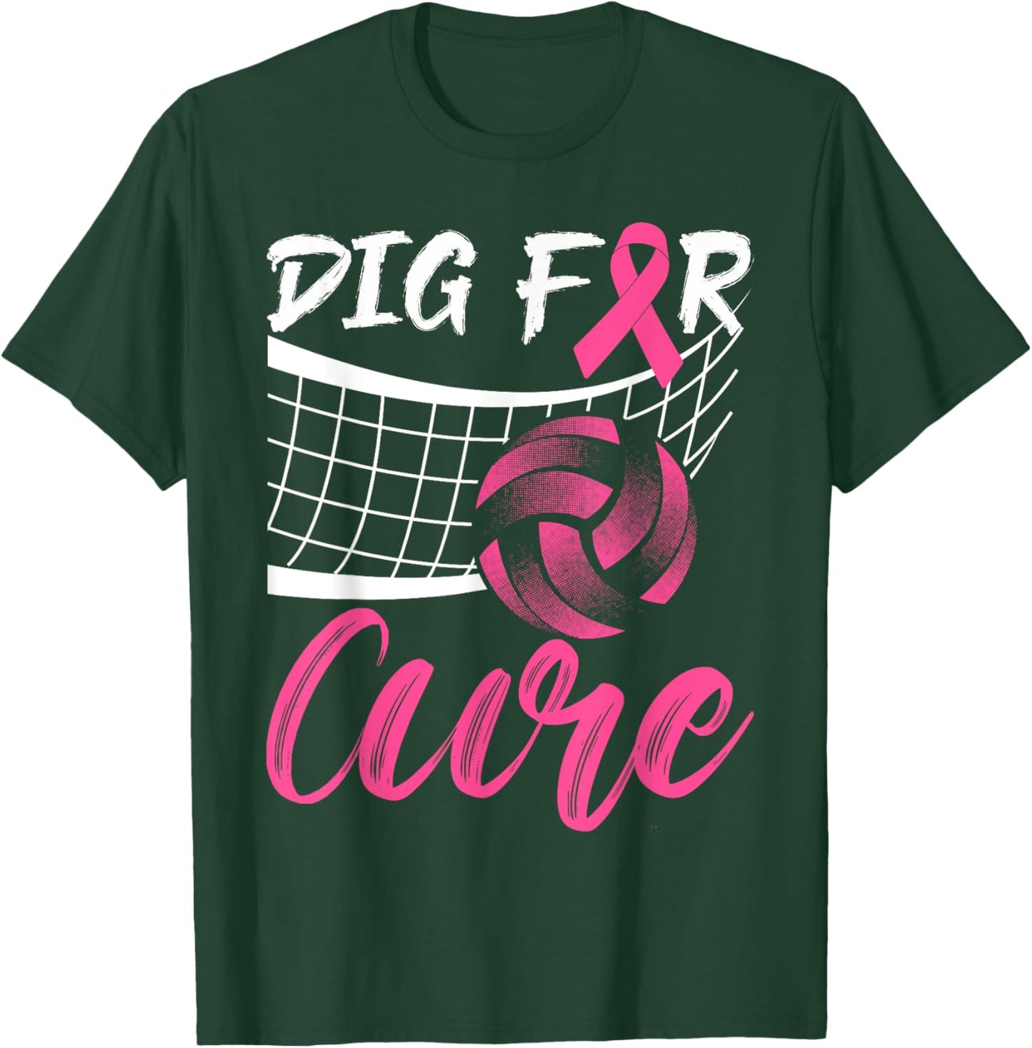 Dig For A Cure Breast Cancer Pink Ribbon Volleyball Women T-Shirt - T-Shirt | Forest