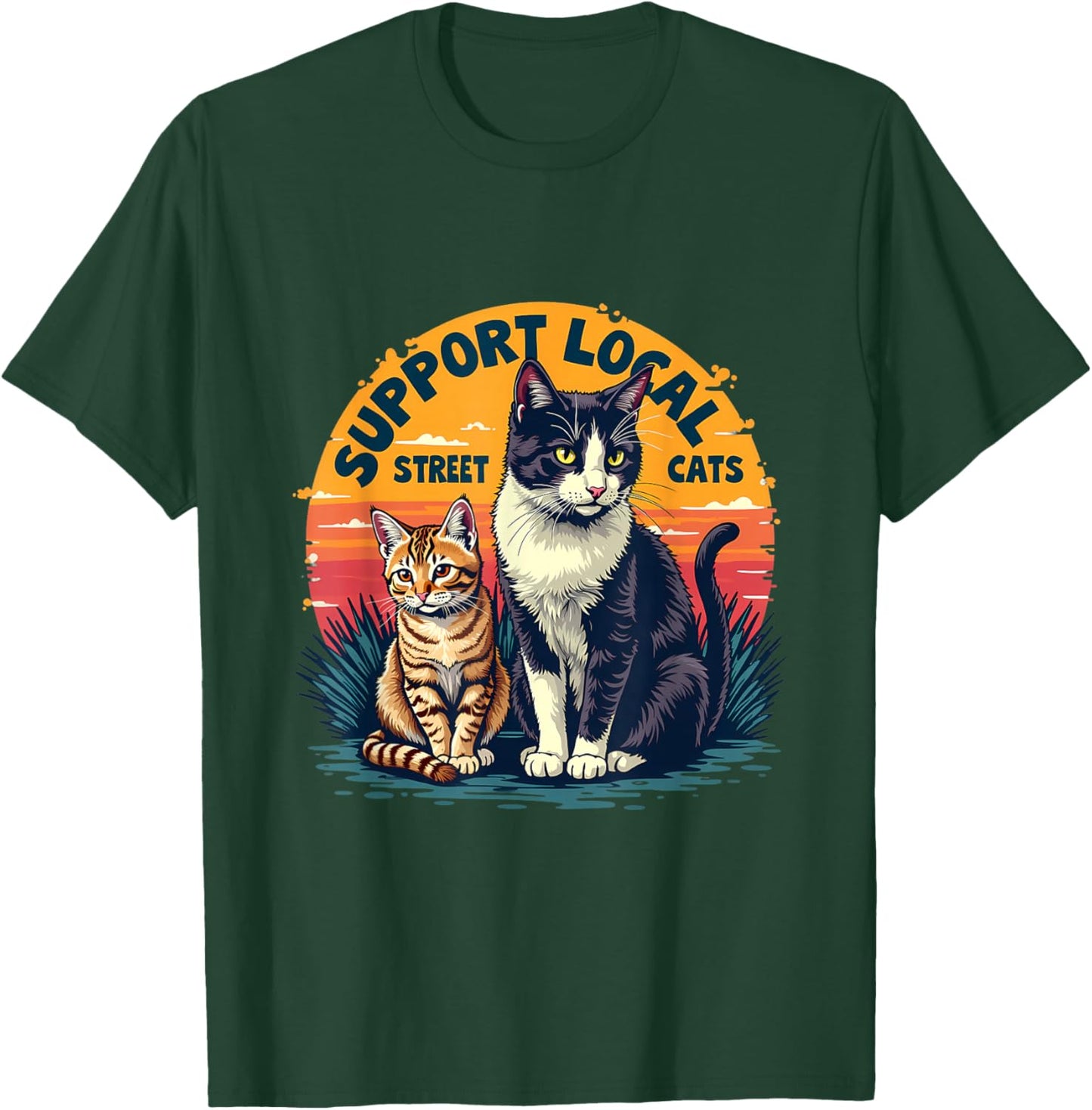 Support Local Street Cats Feline Rescue Awareness T-Shirt - T-Shirt | Forest