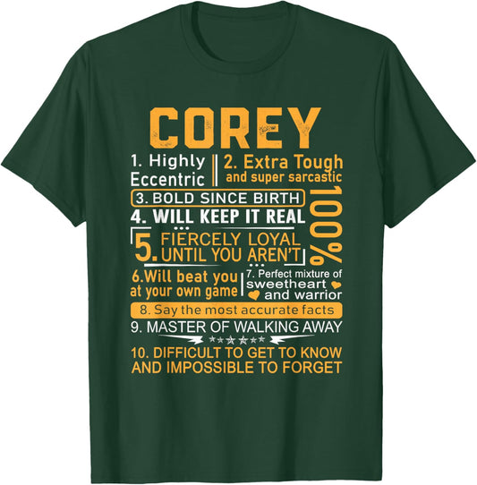 Corey Name Shirt Personalized Corey First Name T-Shirt - T-Shirt | Forest