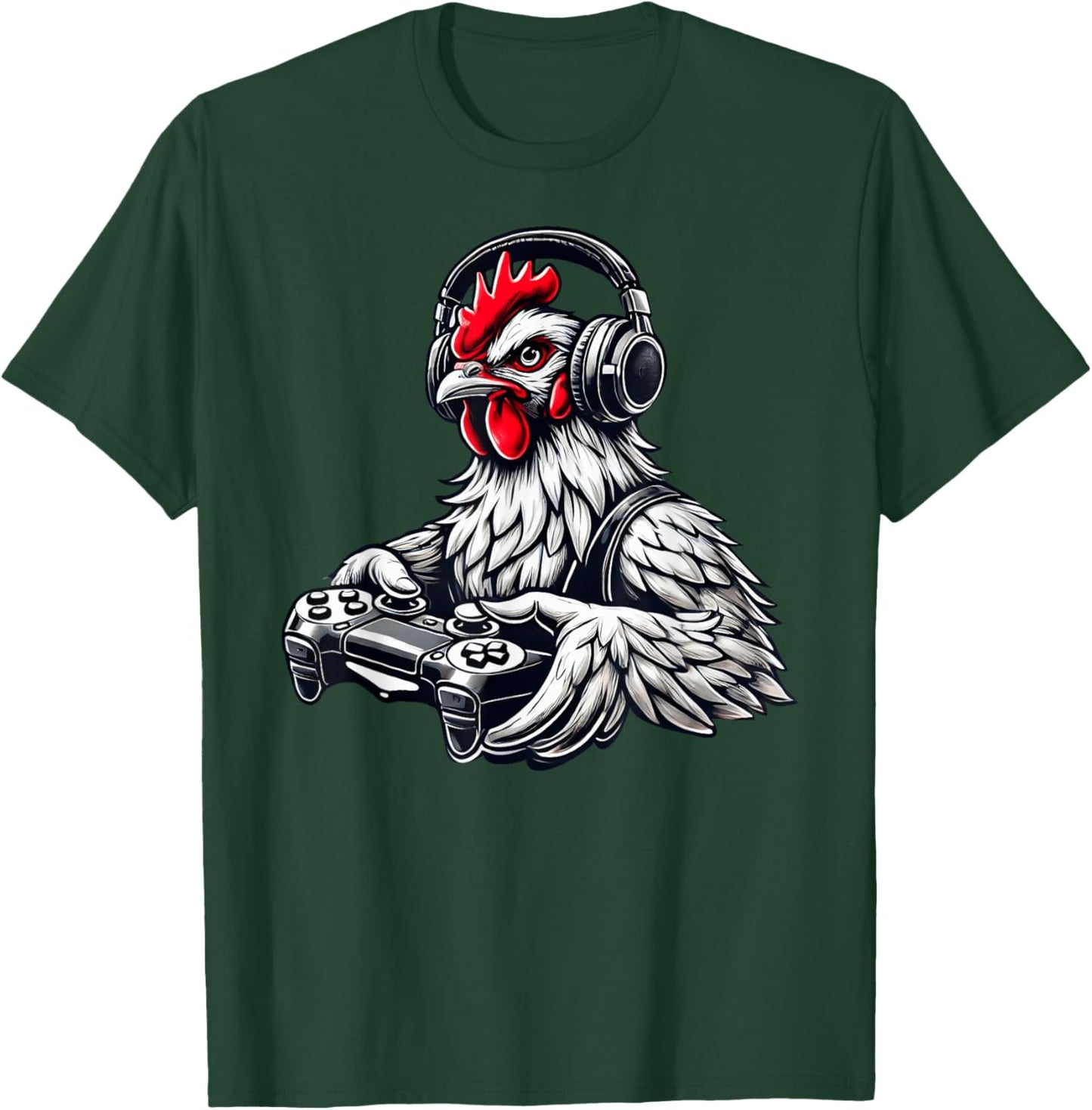 Chicken Funny Video Games Graphic Chicken Gamers T-Shirt - T-Shirt | Forest