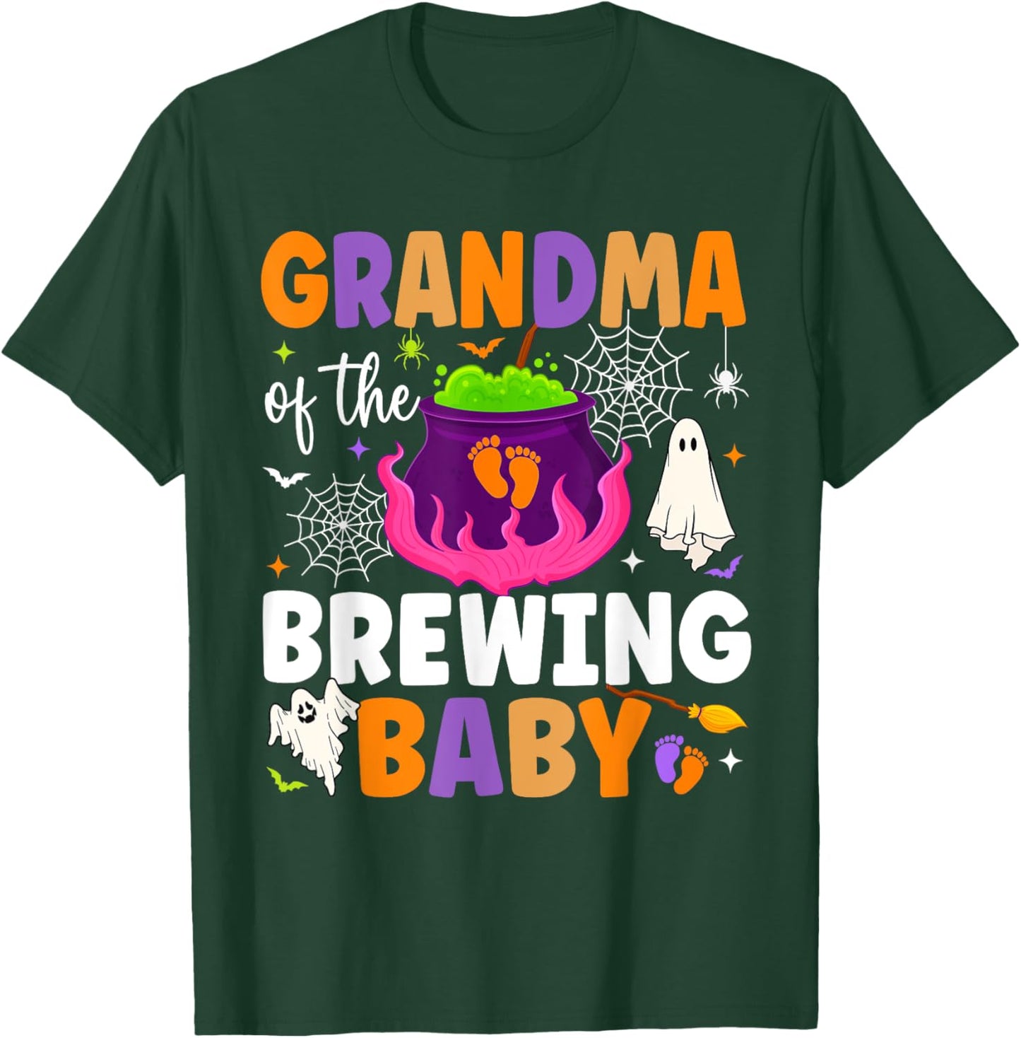 Grandma of Brewing Baby Halloween Theme Baby Shower Spooky T-Shirt - T-Shirt | Forest