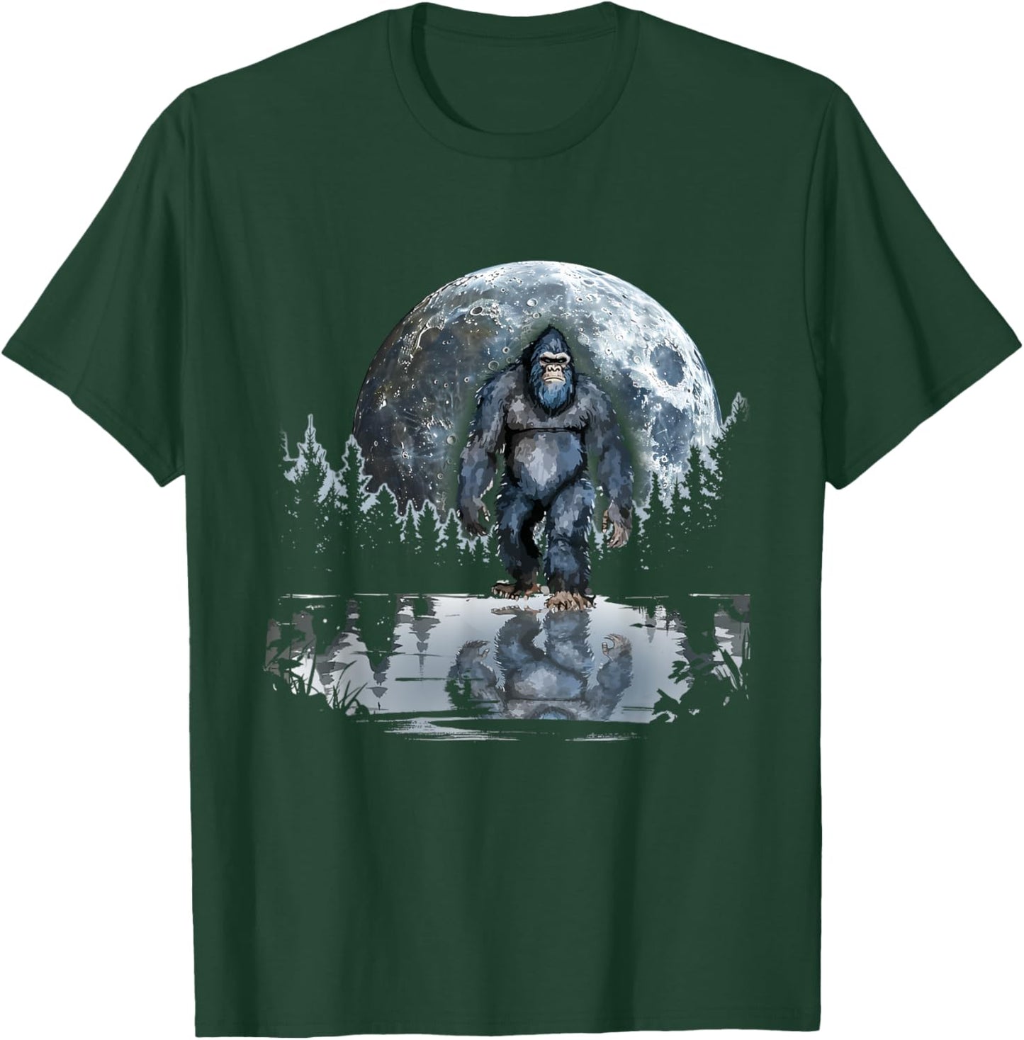 Bigfoot Sasquatch Full Moon In The Forest Women Kids T-Shirt - T-Shirt | Forest