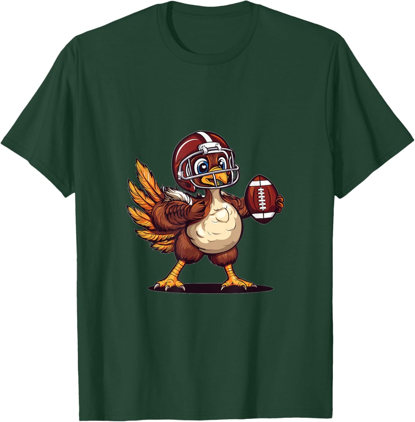 Thanksgiving Football Turkey Graphic T-Shirt - T-Shirt | Forest