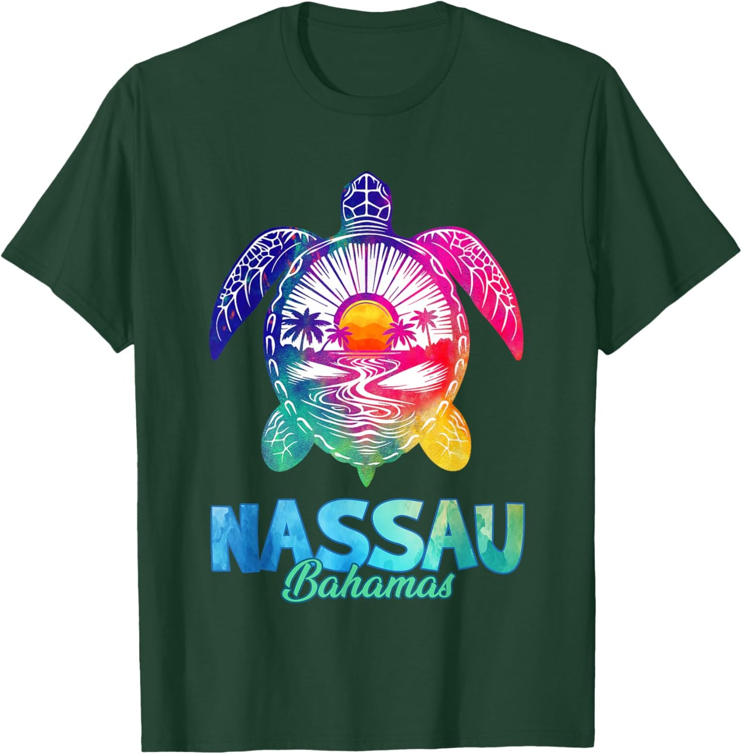 Nassau Tie Dye Sea Turtle Bahamas Beach Vacation T-Shirt - T-Shirt | Forest
