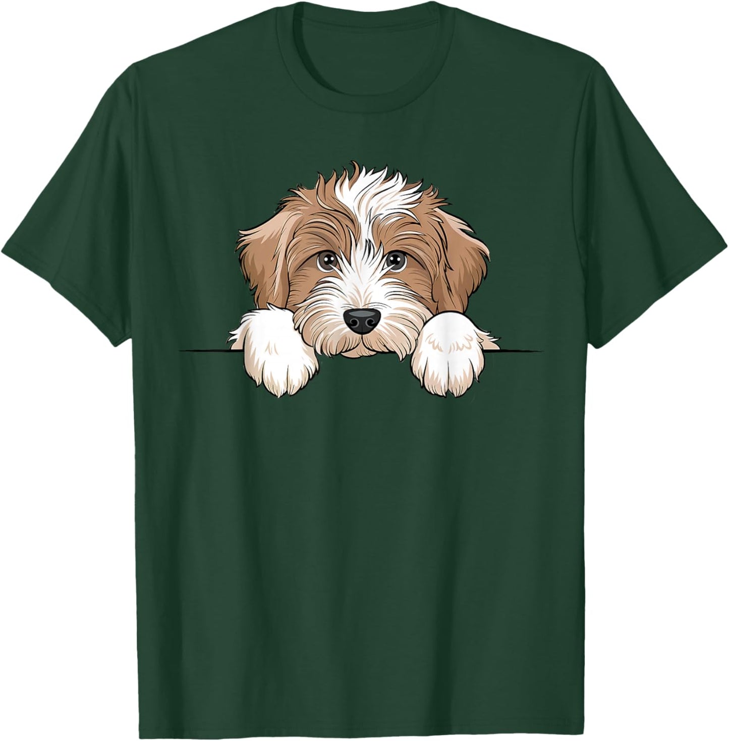 Cute Aussiedoodle Puppy Funny Peeking Dog Lover T-Shirt - T-Shirt | Forest