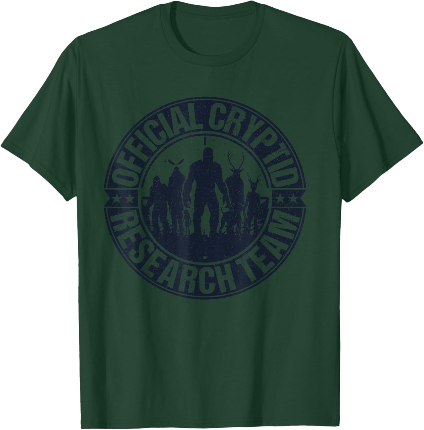 Official Cryptid Research Team Retro Cryptozoology Hunt Crew T-Shirt - T-Shirt | Forest