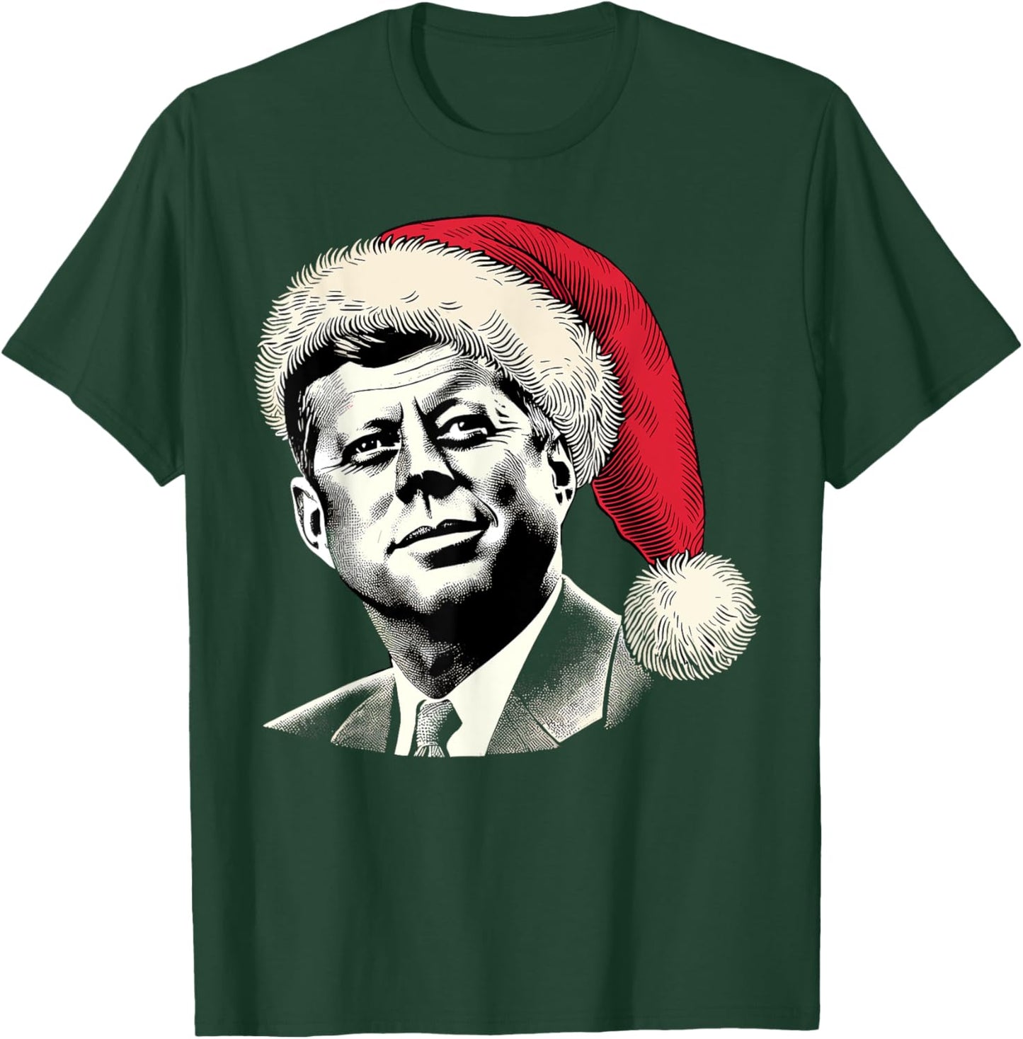 Patriotic Presidential Portrait Christmas JFK John F Kennedy T-Shirt - T-Shirt | Forest