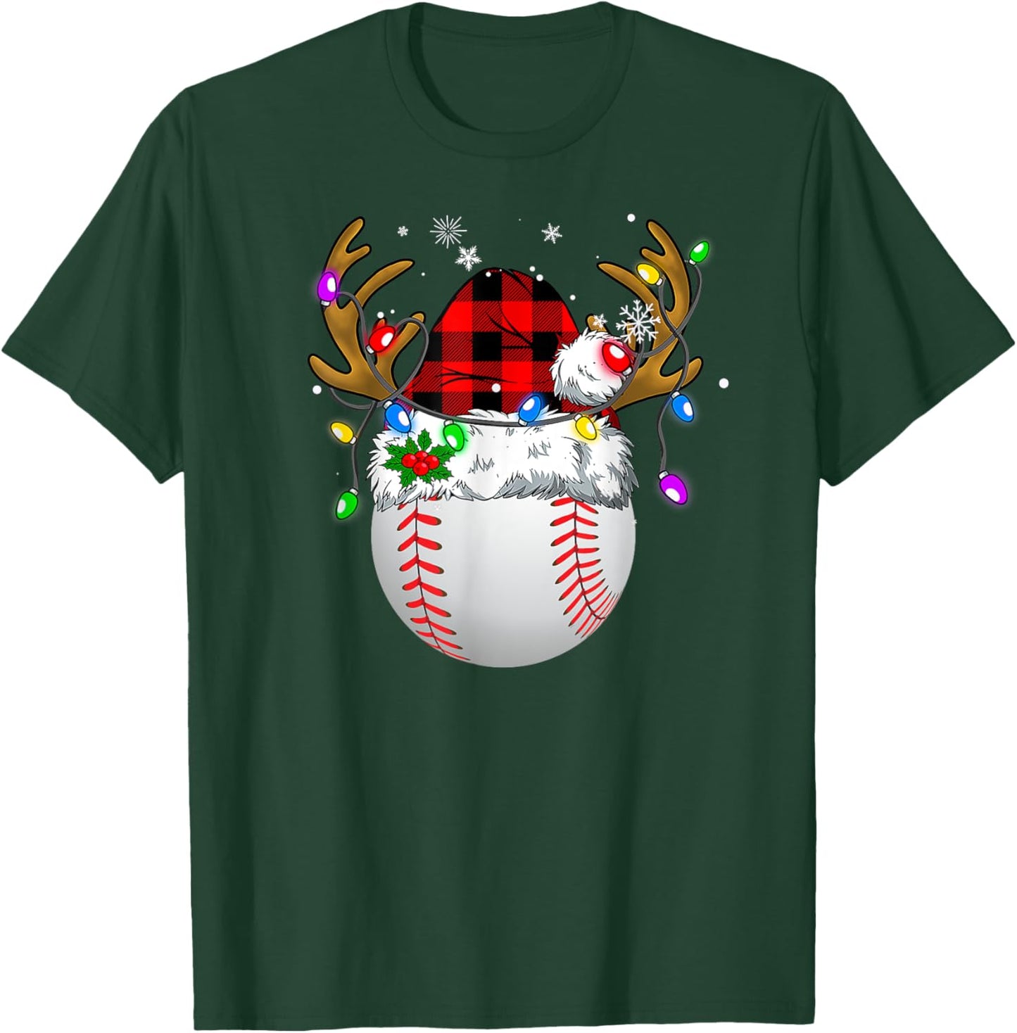 Baseball Santa Sports Men Boys Christmas Baseball Player T-Shirt - T-Shirt | Forest