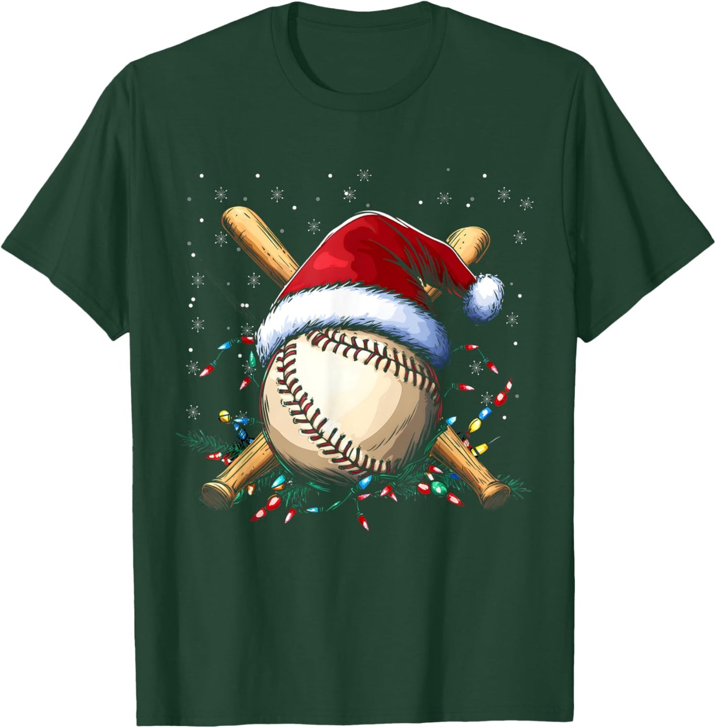 Santa Sports Design Boys Christmas Baseball Player T-Shirt - T-Shirt | Forest