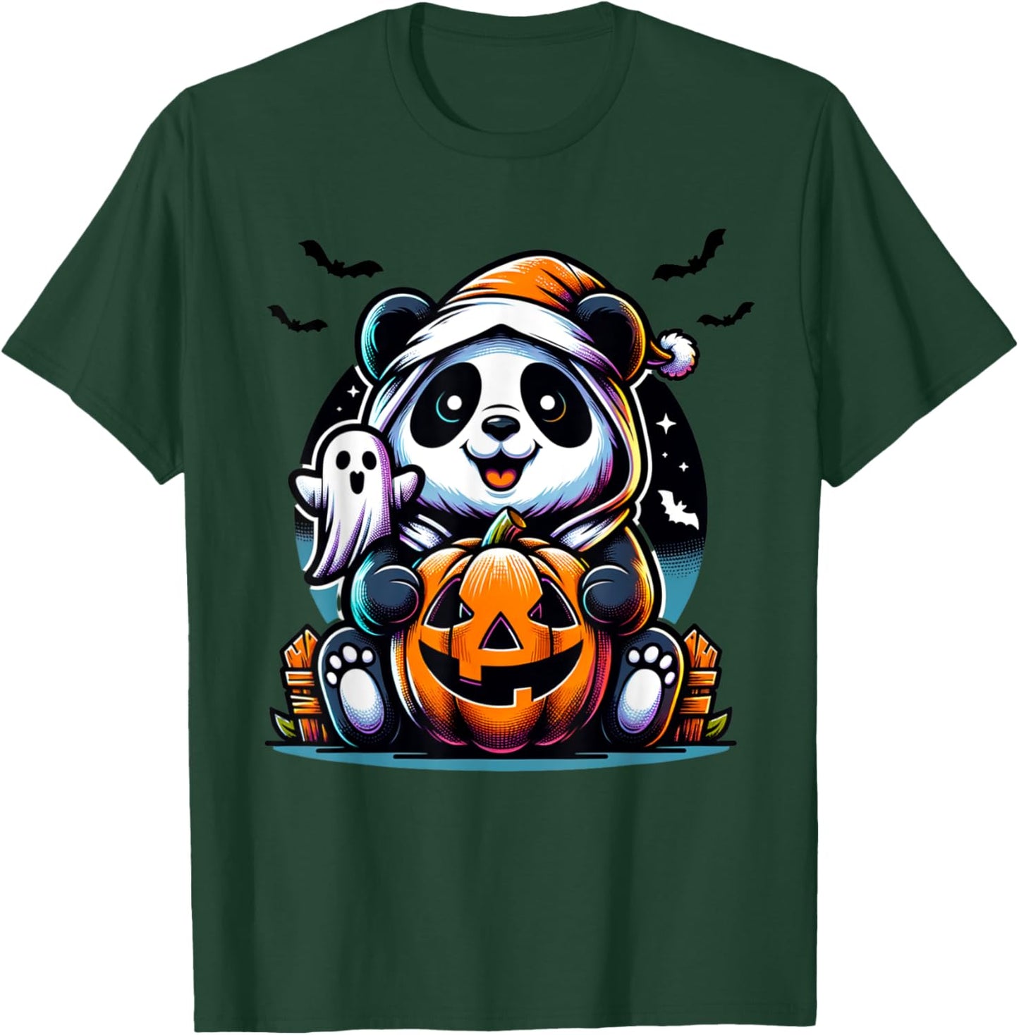 Happy Spooky Panda Ghost Halloween Costume Funny Horror T-Shirt - T-Shirt | Forest
