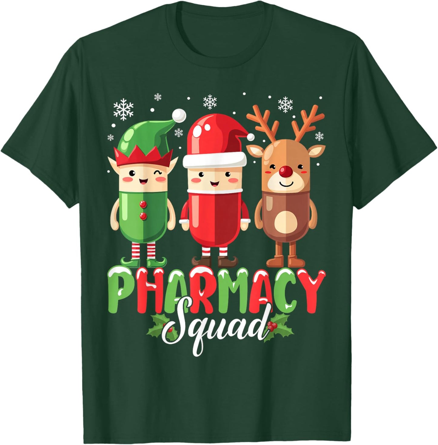 Pharmacy Squad Christmas Costume Funny Pills Pharmacist T-Shirt - T-Shirt | Forest