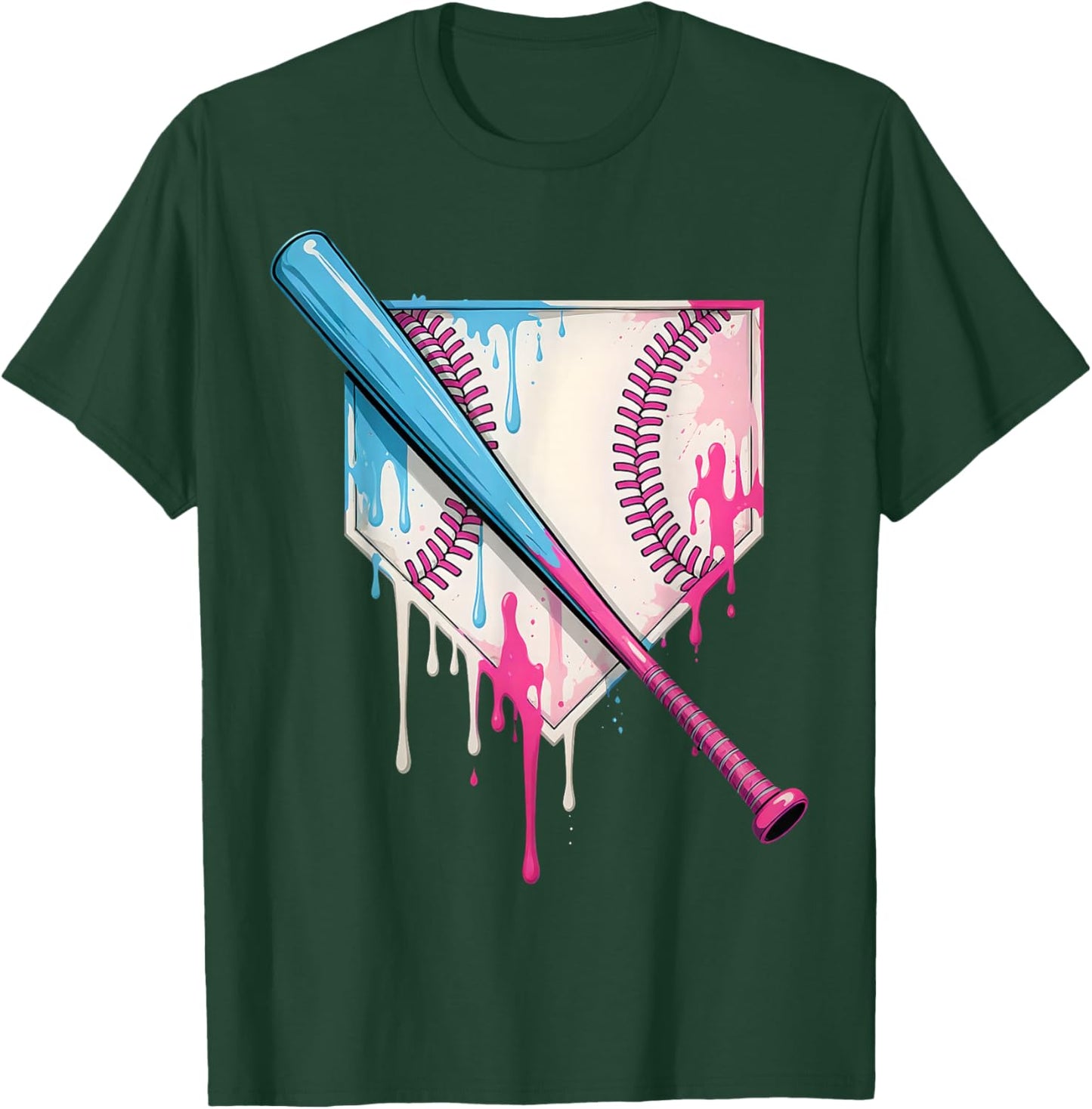 Ice Cream Drip Baseball Bat Home Plate With Sprinkles Drip T-Shirt - T-Shirt | Forest