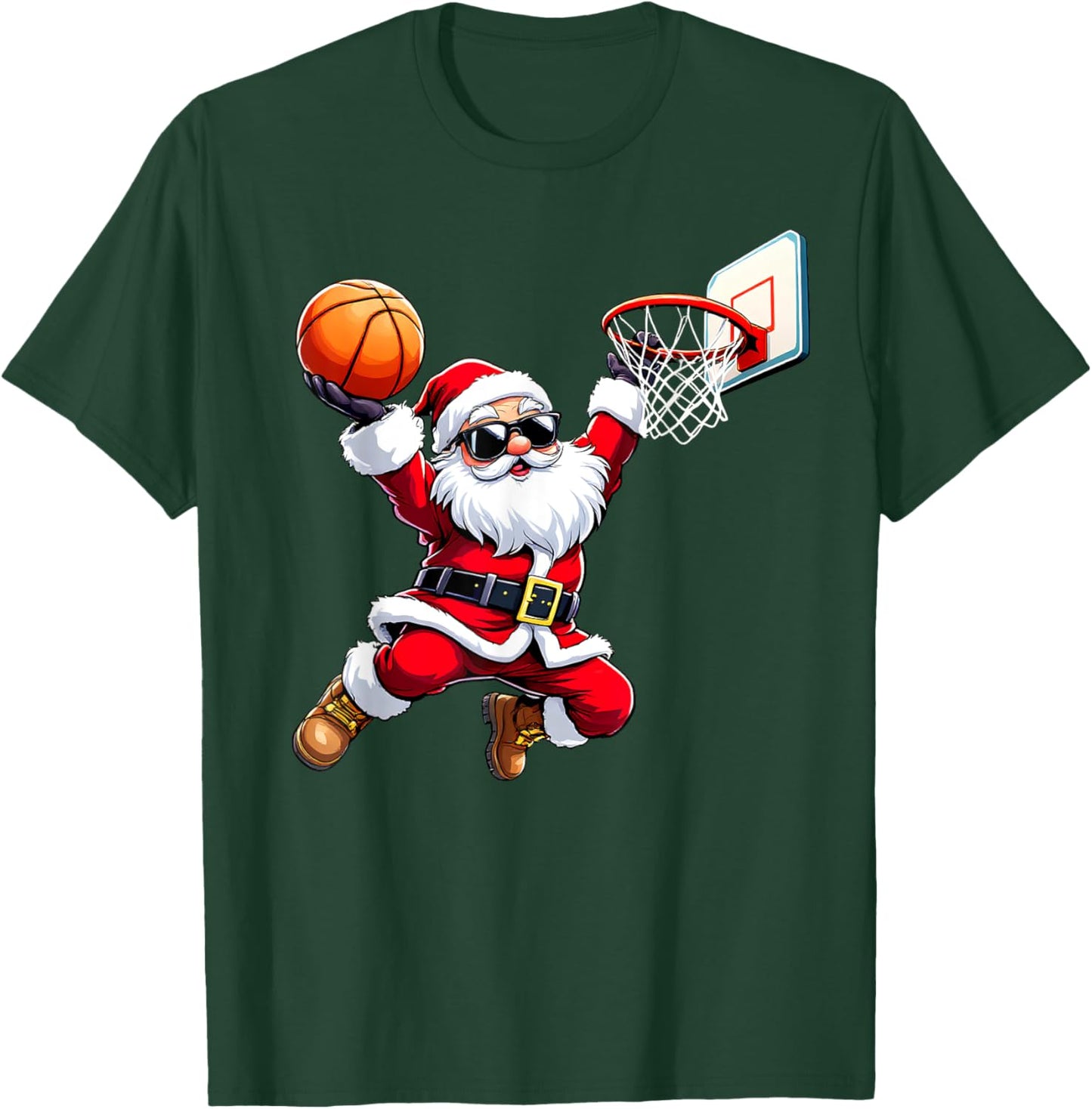 Christmas Santa Claus Dunking A Basketball Boys Kids T-Shirt - T-Shirt | Forest