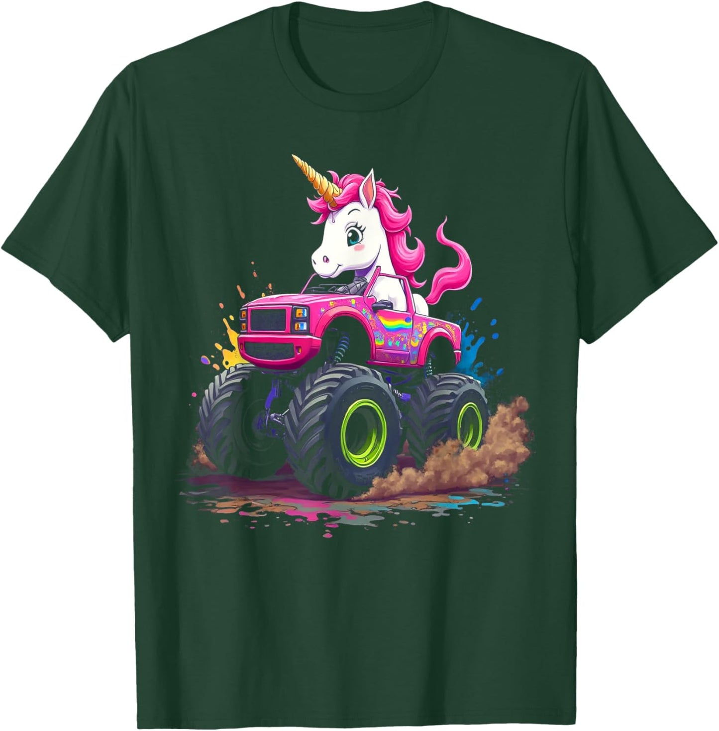 Monster Truck Unicorn Birthday Party Monster Truck Girl T-Shirt - T-Shirt | Forest