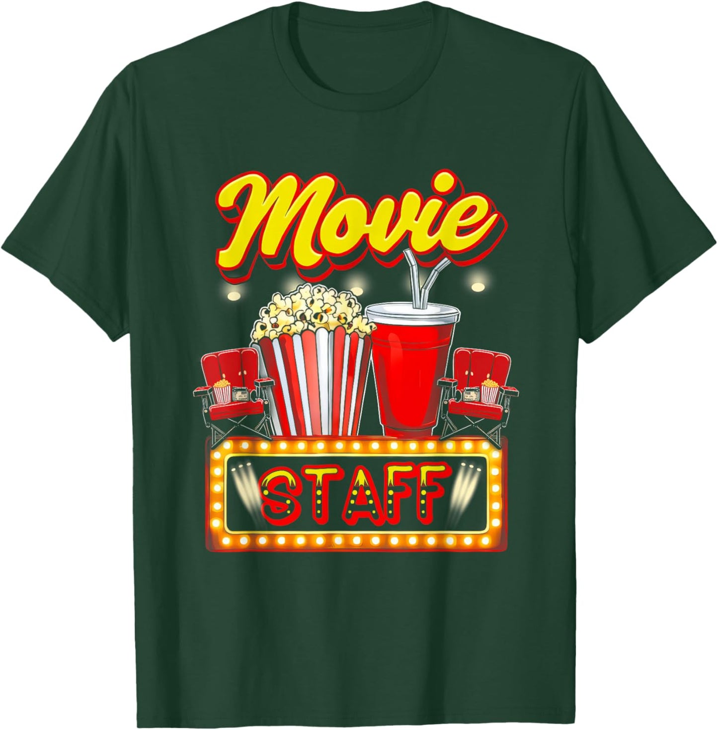 Movie Staff Party Night Behind Scenes Awesomeness Popcorn T-Shirt - T-Shirt | Forest