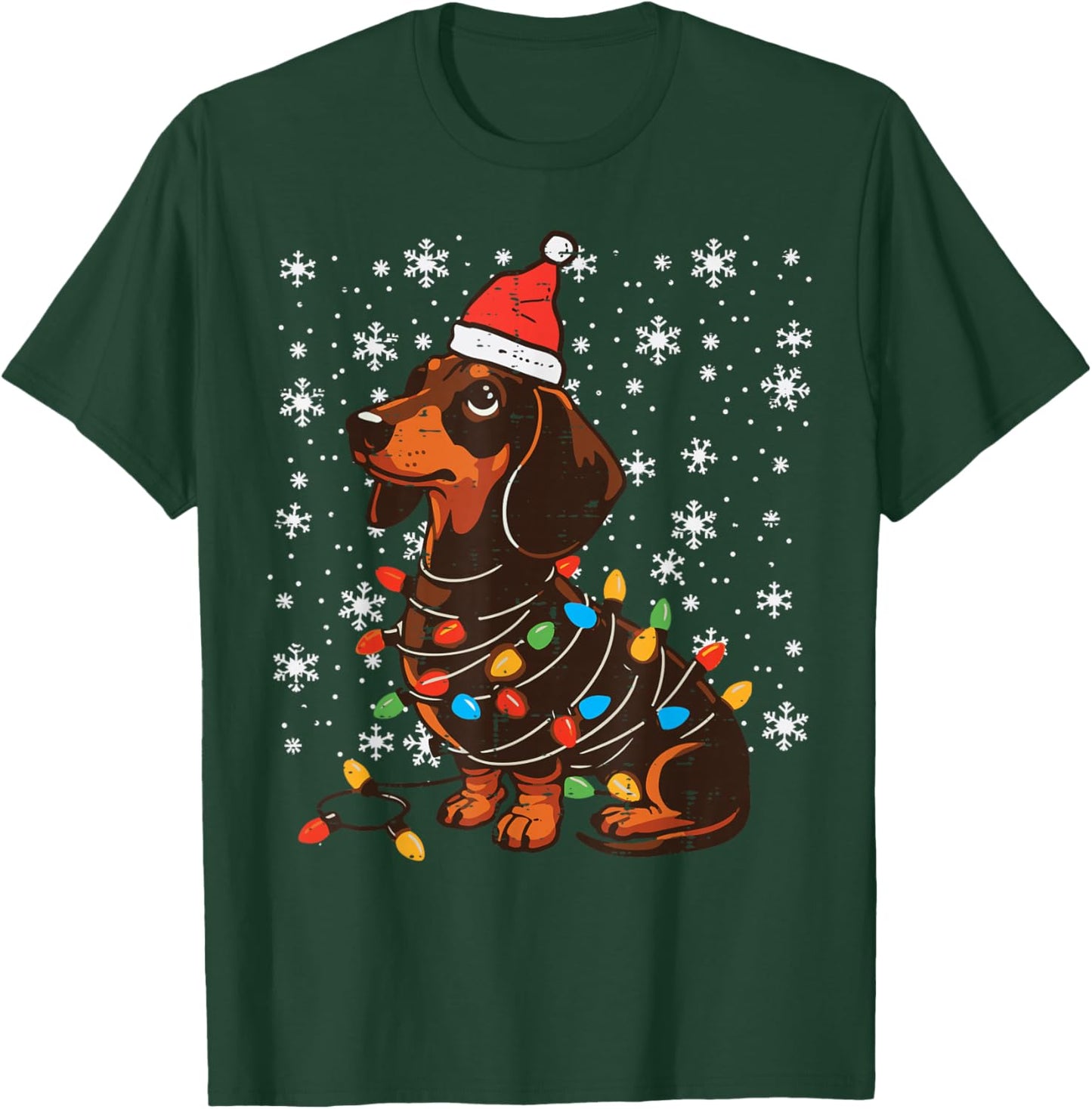 Christmas Dog Dachshund Santa Xmas Wiener Women Men Kids T-Shirt - T-Shirt | Forest