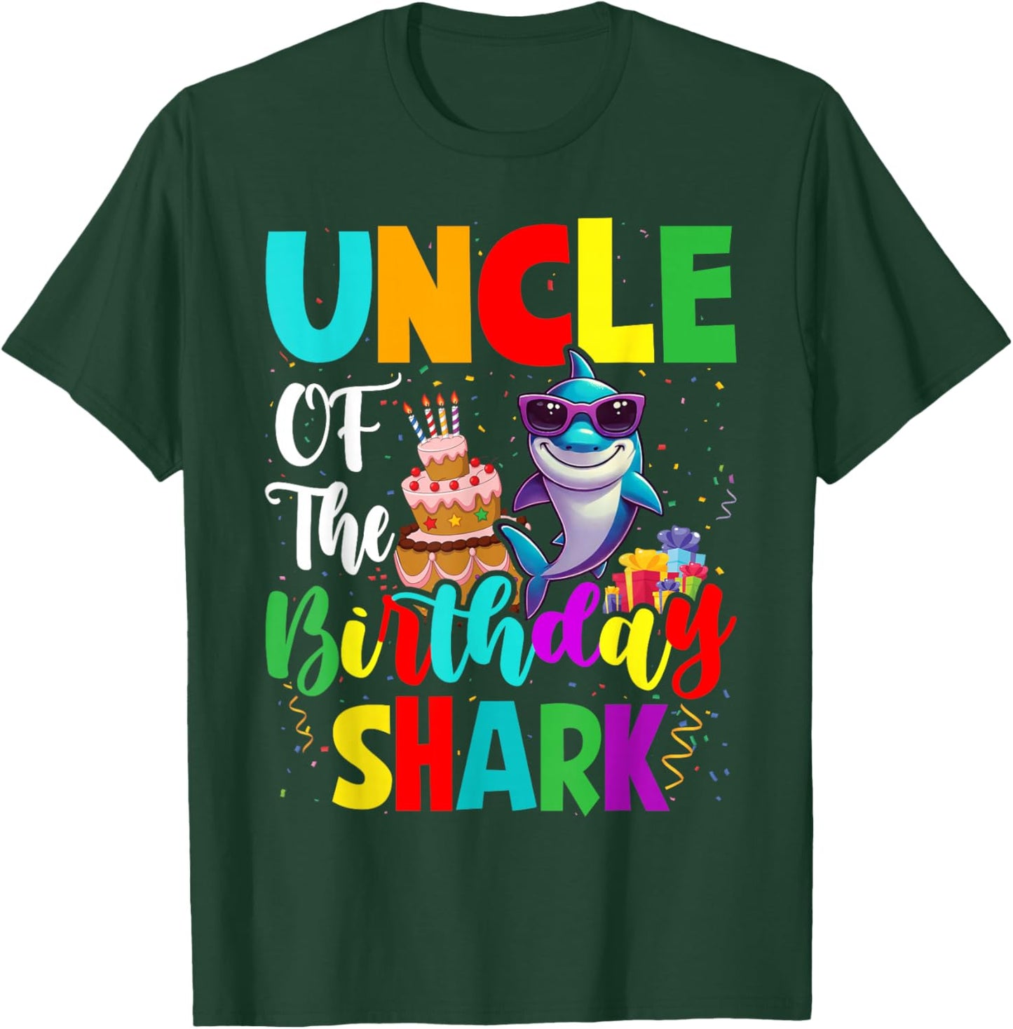 Uncle Of The Shark Birthday Family Matching Birthday Nephew T-Shirt - T-Shirt | Forest