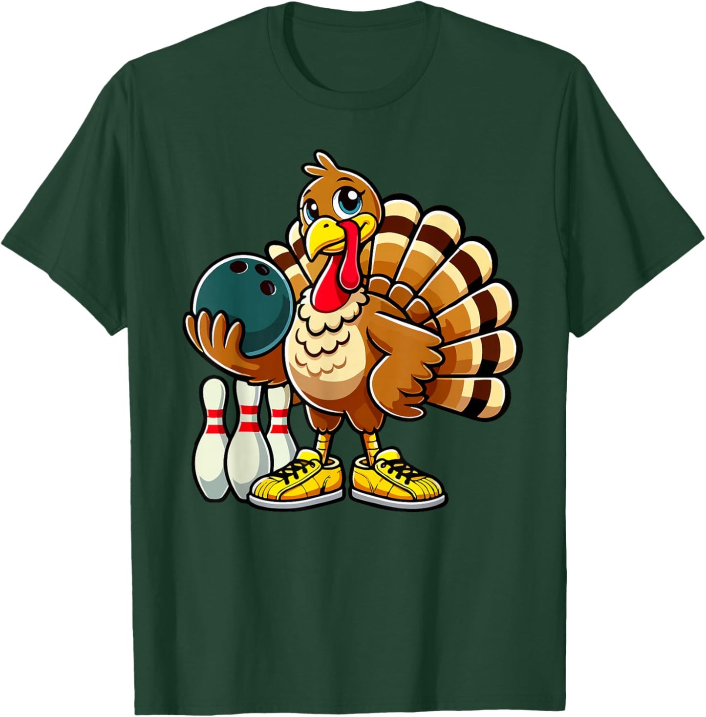 Thanksgiving Bowling Shirt Men Women Funny Turkey Bowling T-Shirt - T-Shirt | Forest