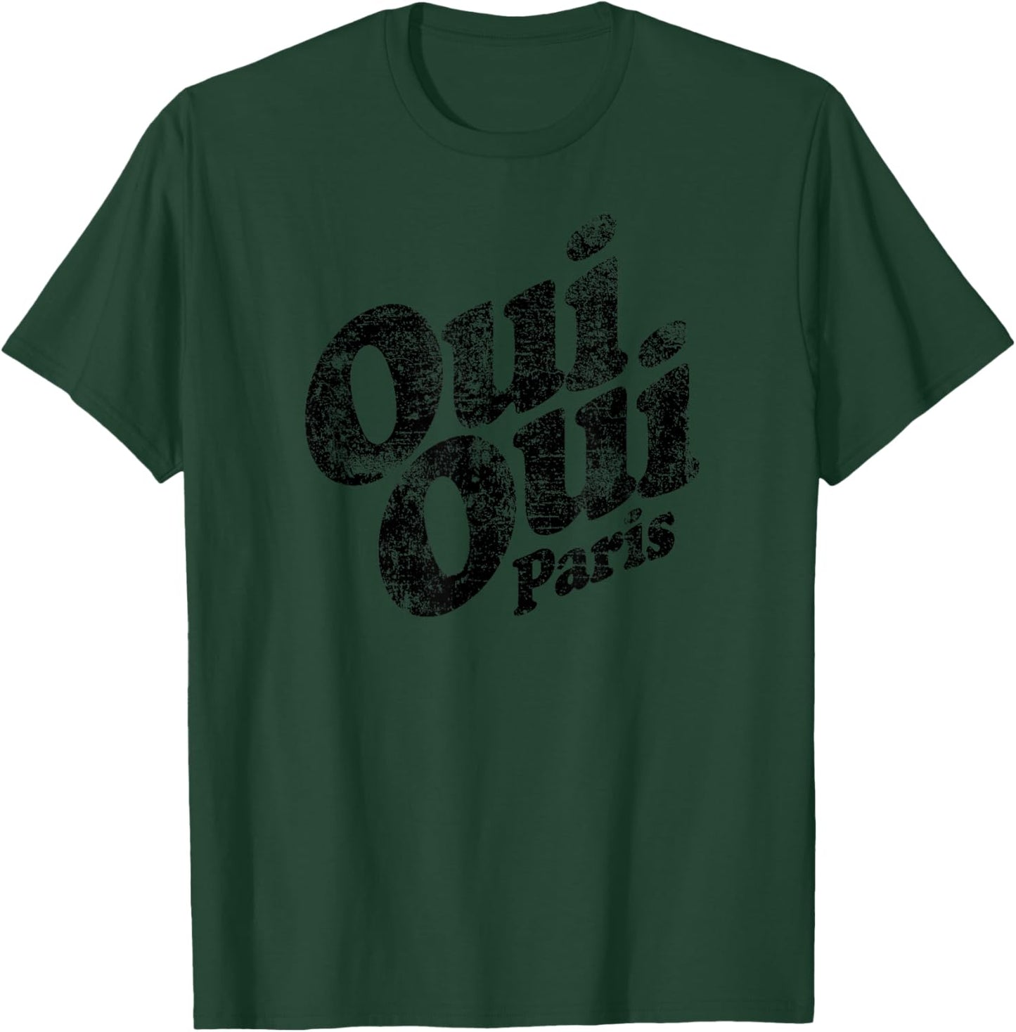 Oui Oui Paris (Yes Yes Paris) Distressed Print T-Shirt - T-Shirt | Forest