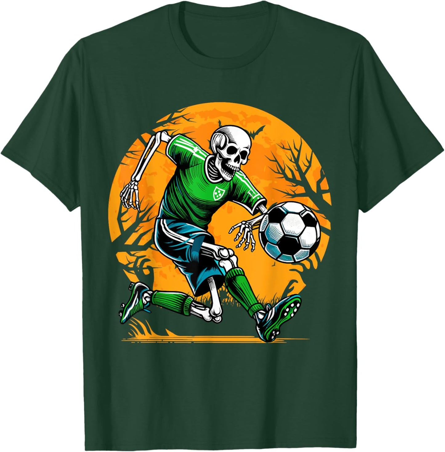 Soccer Skeleton Halloween Football Spooky Boys Soccer Player T-Shirt - T-Shirt | Forest