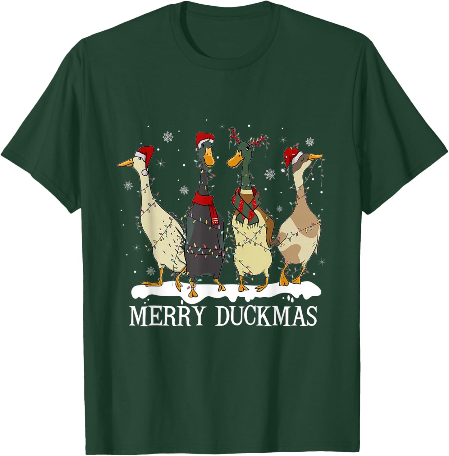 Merry Duckmas Funny Ducks Christmas Holiday Duck Lover T-Shirt - T-Shirt | Forest