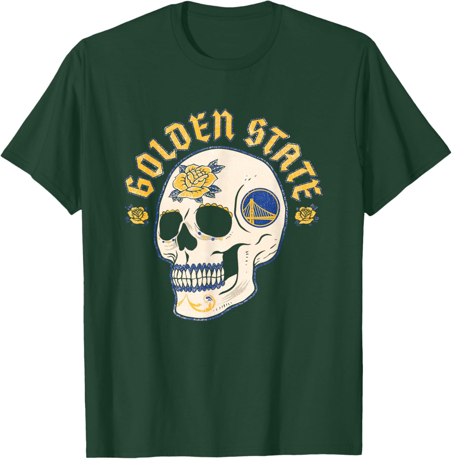 NBA Golden State Warriors Halloween Floral Skull T-Shirt - T-Shirt | Forest