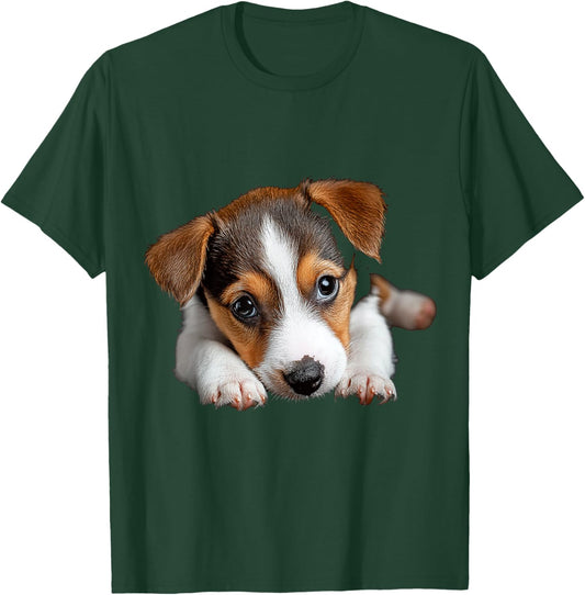 DogtastiQ -Adults & Kids Puppy Graphic Cartoon , Black, Small, Short Sleeve T-Shirt - T-Shirt | Forest