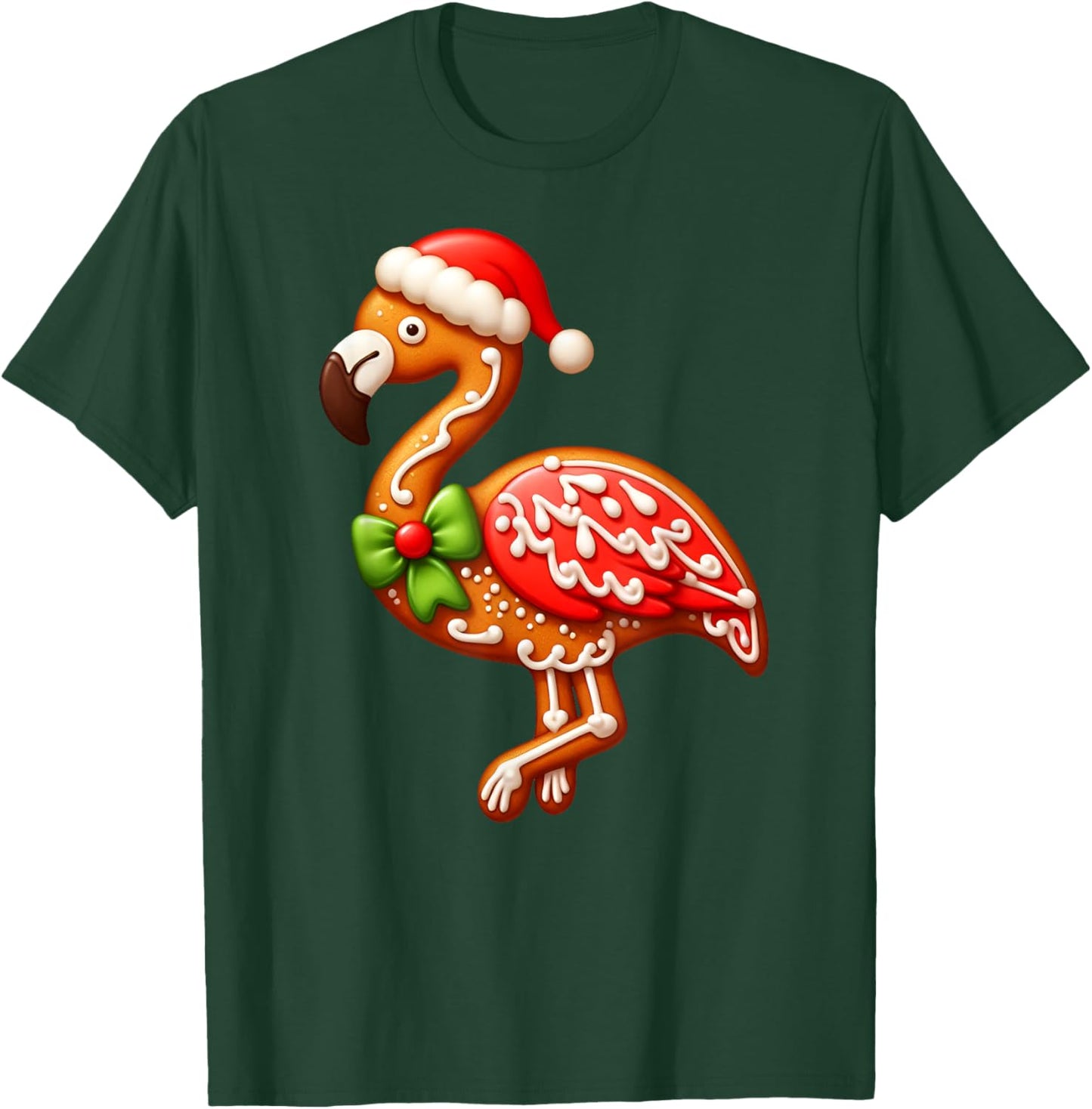 Funny Gingerbread Man Flamingo Christmas Kids T-Shirt - T-Shirt | Forest