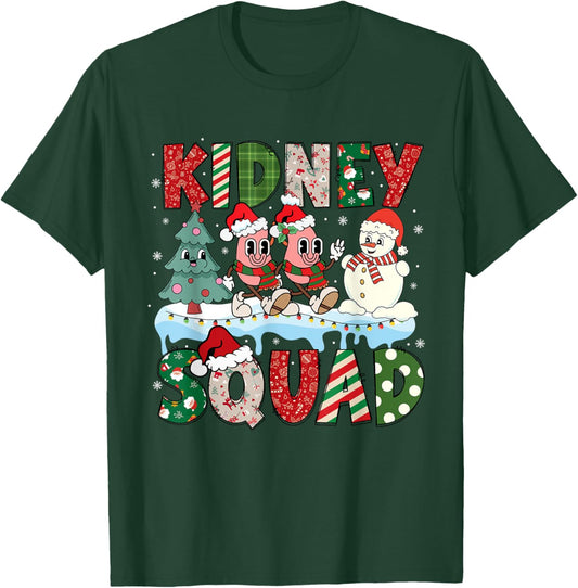Kidney Squad Xmas Tree Snowman Dialysis Nurse Christmas T-Shirt - T-Shirt | Forest