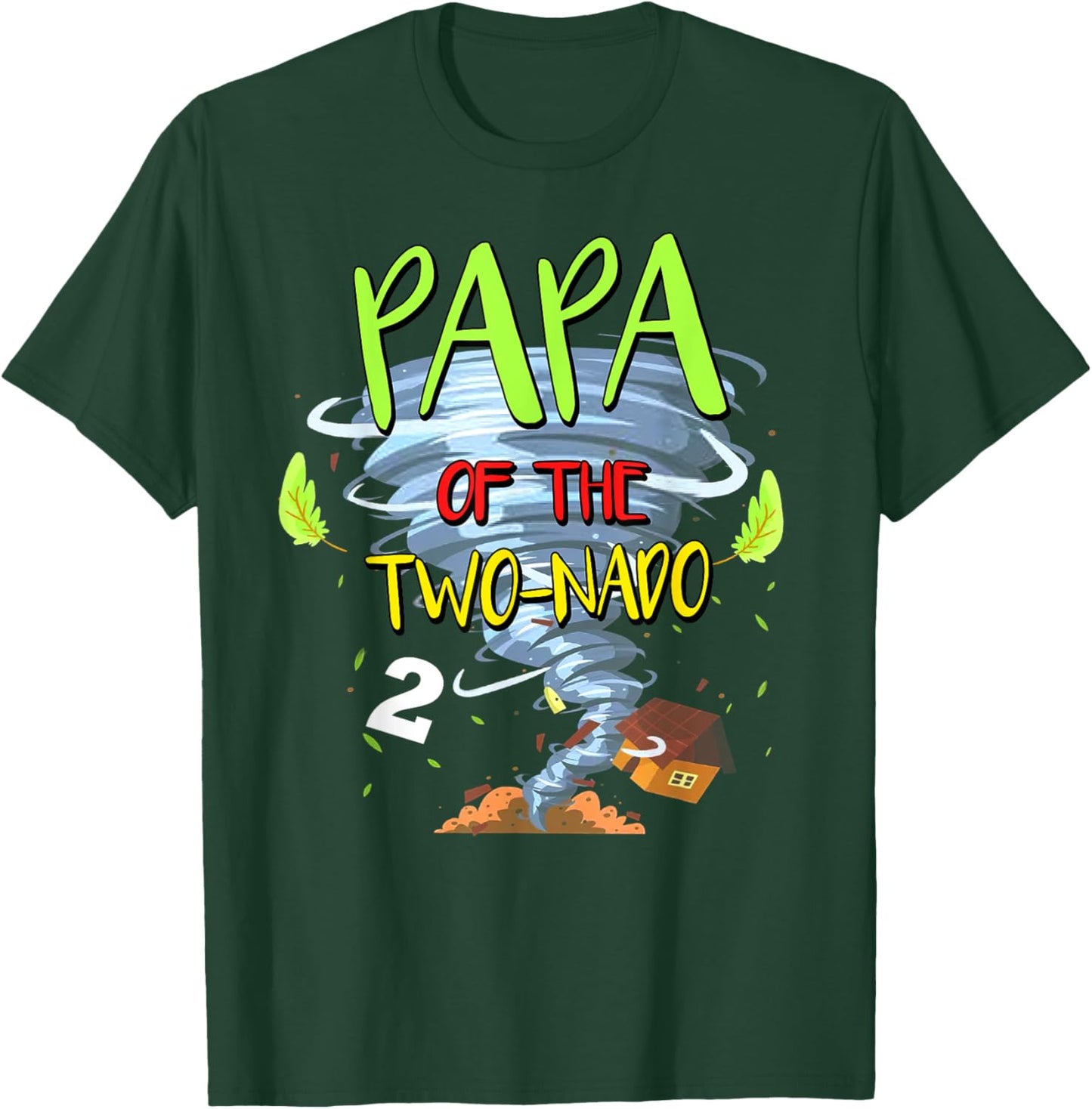 Papa of the Two-nado Tornado Theme 2nd Birthday Party T-Shirt - T-Shirt | Forest